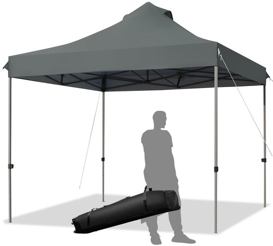 KOMFOTTEU Vouwpaviljoen, 3 x 3 m, paviljoen, waterdicht, stabiel, tuinpaviljoen, in hoogte verstelbaar met roldraagtas, partytent, tuintent, zonwering voor outdoor, feest, festival, markt