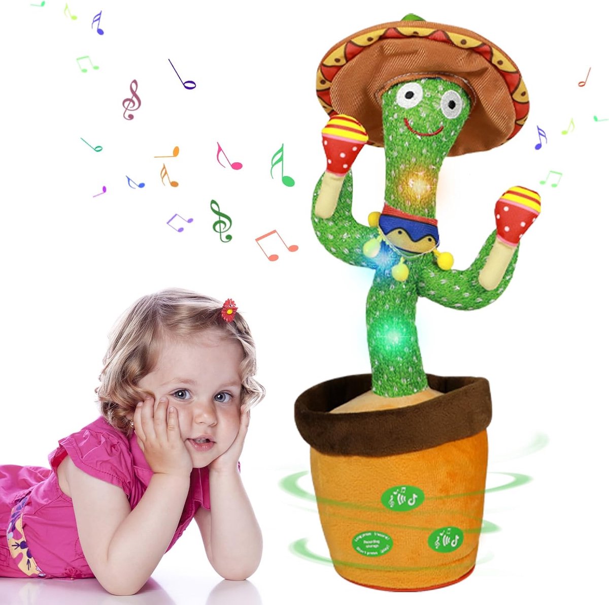 Cactus Speelgoed - Dansend Pluche - Leren Spreken - Herhaalt Zeggen - 32 cm Hoog