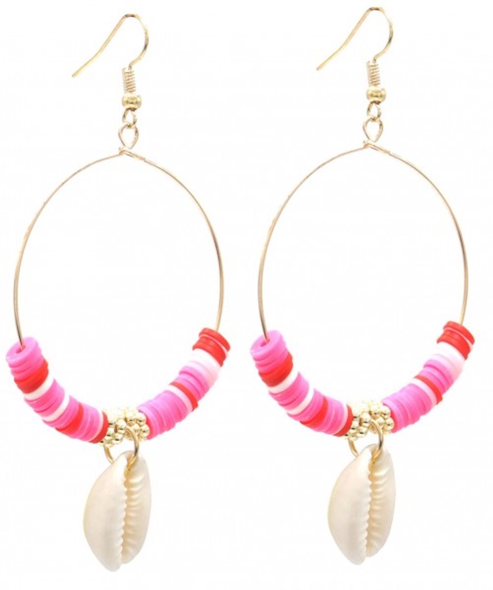 She life style - Oorbellen Schelp - 8 x 4,5cm - Roze