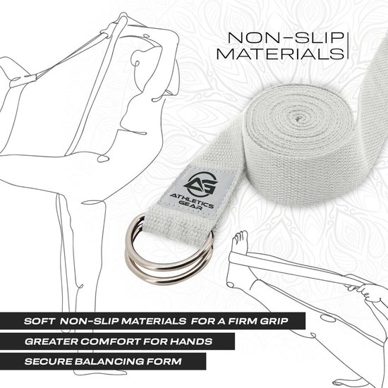 Yoga Riem - Stretch Band - Flexibiliteit Verbeteren - Duurzaam Katoen - 1.8 Meter - Wit — afbeelding 4