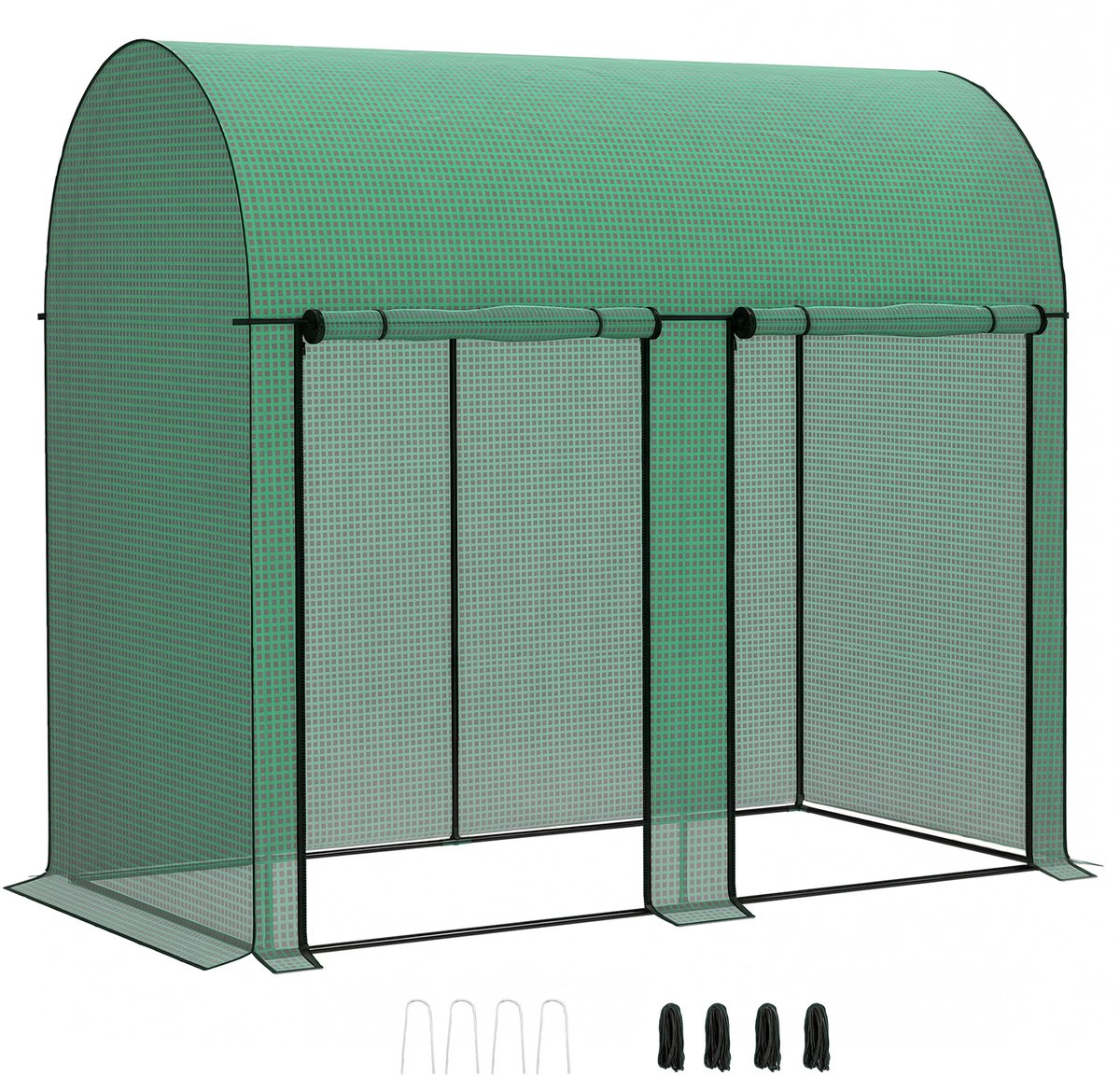 Killogood Tuinkas 2 m² tomatenkas 2 ritssluiting oprolbare deuren staal HDPE anti-UV 2 x 1 x 1.78 m groen