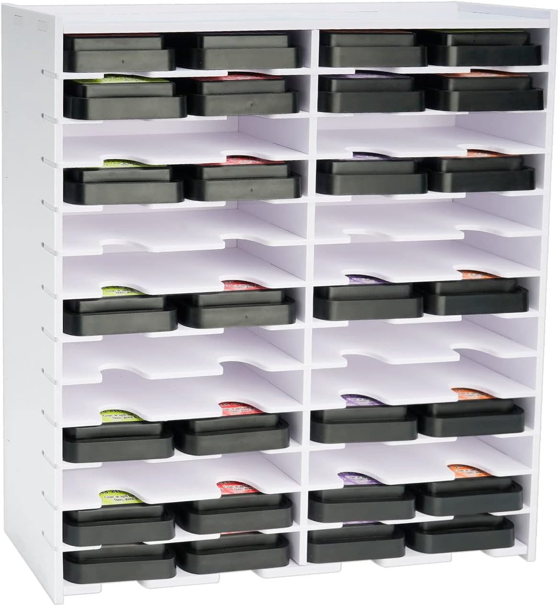 Stempelkussen Organizer - Opslag Rack - Kantoor Organisatie - 24 Vakken - Wit