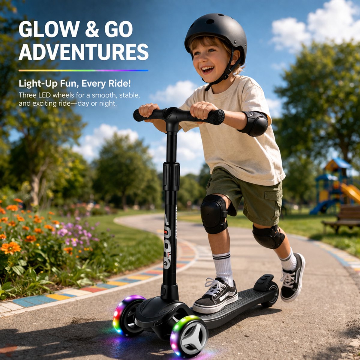 Suotu Kinderstep - Step - 3 Lichtgevende Wielen - EXTRA BREEDE WIELEN - Step 3+ Jaar tot 50kg - Speelgoed Jongens/Meisjes - Zwart — afbeelding 2