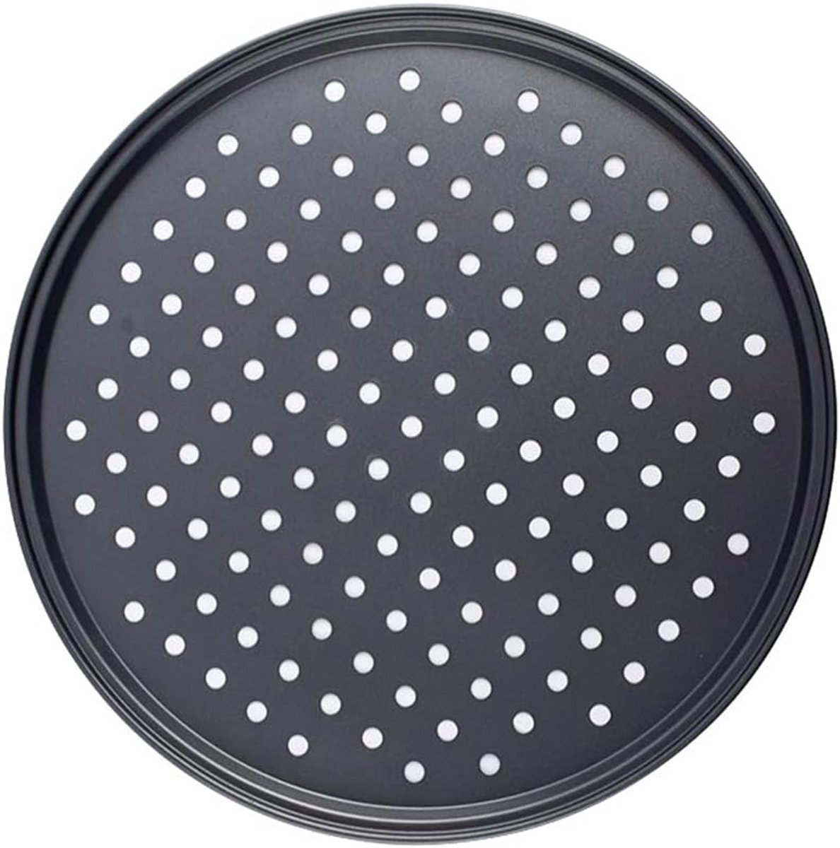Pizza Bakplaat - Pizza Pan Oven - Pizza Bakken - Antikleef Gaten - 25cm Rond - Zwart