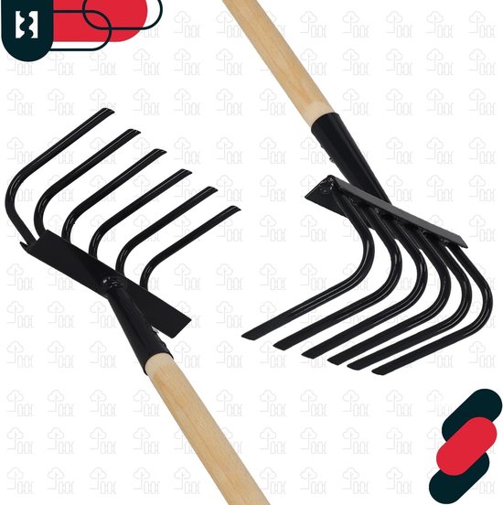 Tuinhak met steel - Onkruidhak grondklauw - Tuin onderhouden - Zes stevige tanden - 120 cm steel - Hout metaal van Merkloos	 — afbeelding 5