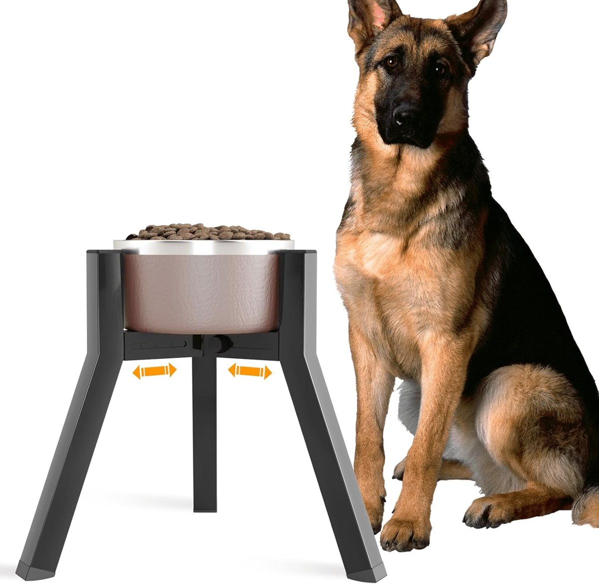 Hondenvoer Station - Verstelbare Voerbak - Grote Honden - Traploos Verstelbaar - 40-50 cm Hoog - Zwart