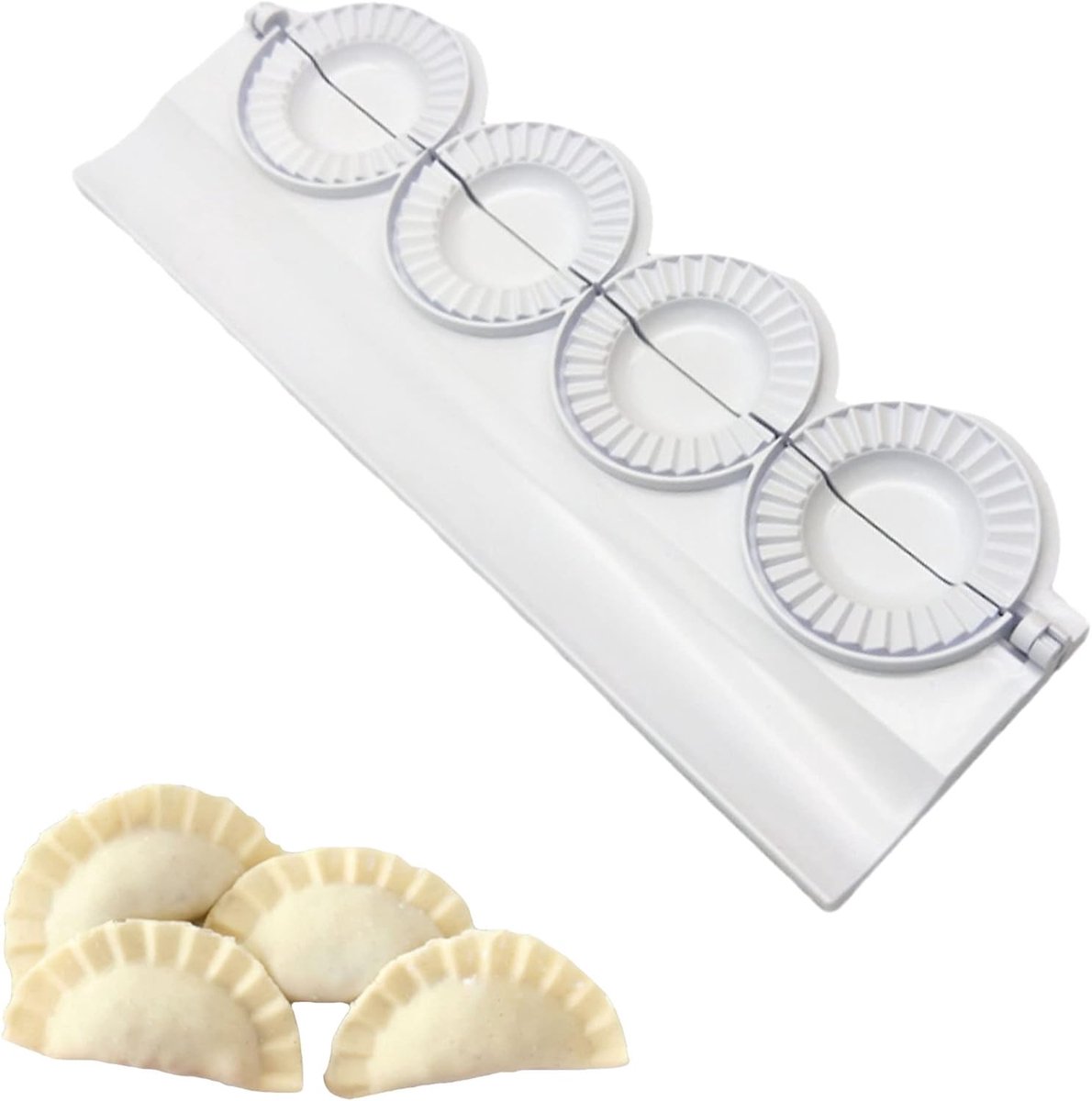 Knoedelmaker Vorm - Dumpling Maker - Zelf Koken - 4 Knoedels Tegelijk - 31x12cm - Wit