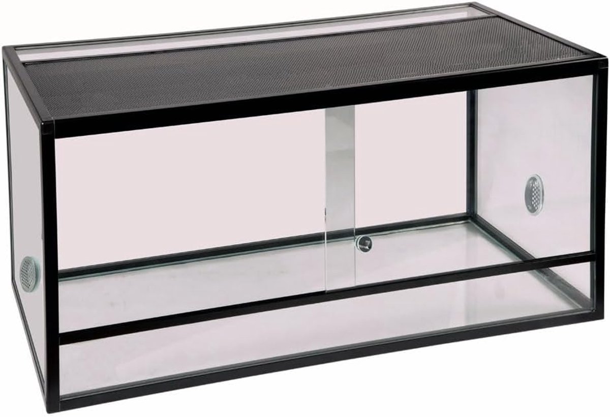 Terrarium Aluminium - Reptielen Verblijf - Huisdier Huisvesting - Roestbestendig Materiaal - 80x45x45 cm - Zwart