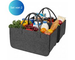 Janse® Boodschappentassen 2 stuks - Zwart - Sterke boodschappentas - Vilten tas - Stevige tas - Opbergtas - Goodiebag - Shopper