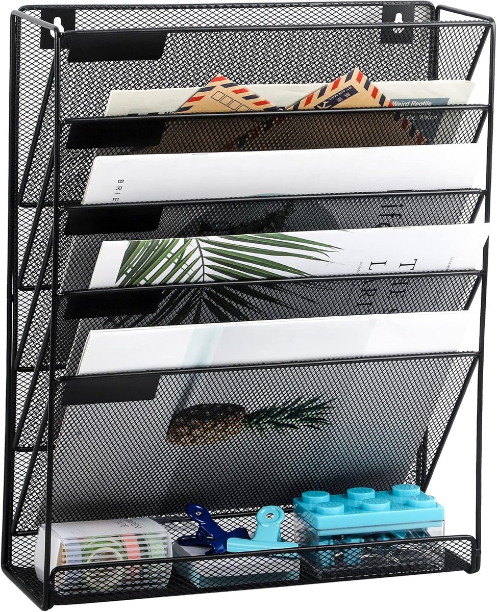 Bureau Organizer - 6-laags Documentenorganizer - Draadstaal - Magazinehouder - Bureau-Postorganizer - Bureau Accessoires - 32.5 X 40.4 X 10.4 cm - Geschikt voor Het Opbergen Van Documenten en Bestanden - Zwart