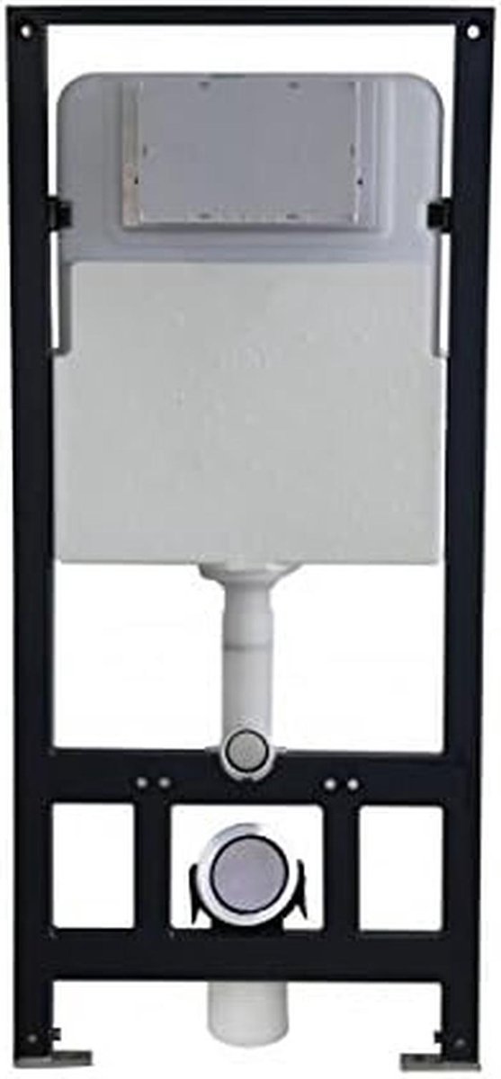 Steunframe Toilet - Inbouwreservoir Frame - Zwevend Toilet - Verstelbaar Frame - 50-200mm Diepte - Zwart Glas