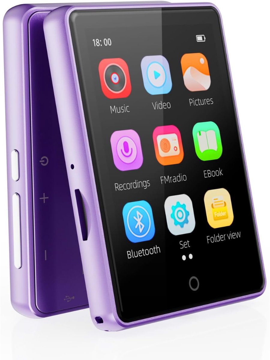 SNJY® MP3 Speler Bluetooth - MP4 Speler - Muziek Speler - Touchscreen - 64GB - Paars