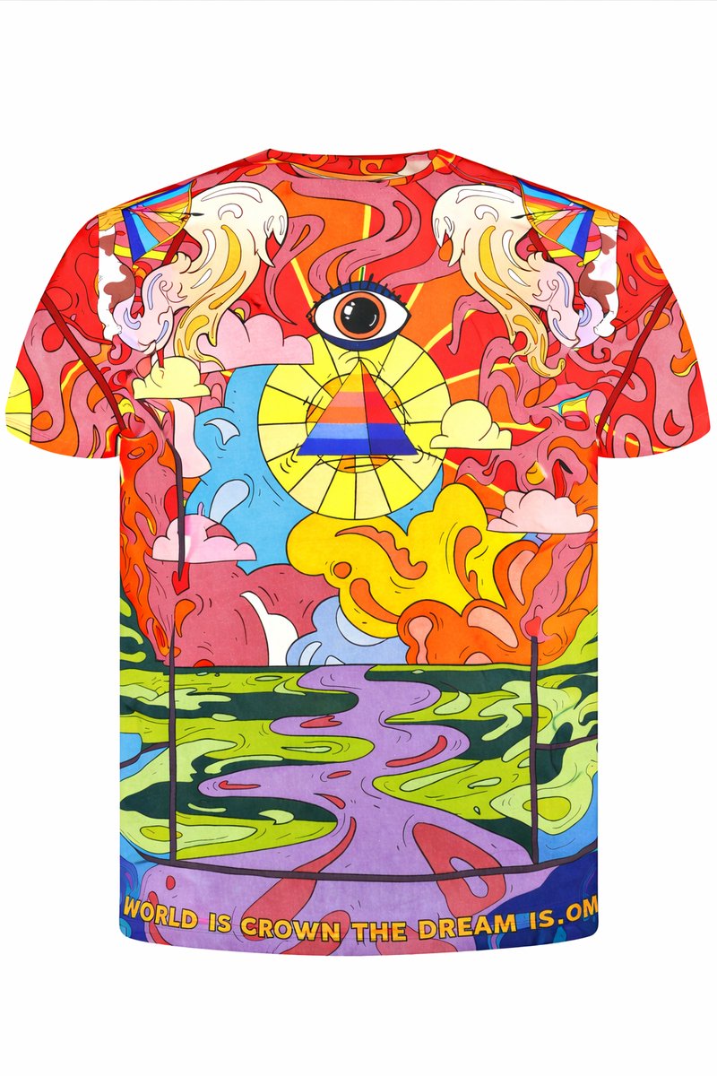 Heren / Mannen korte mouw T-shirt | Rood-Geel-Oranje | Strand mode | Hawaii print | Maat M