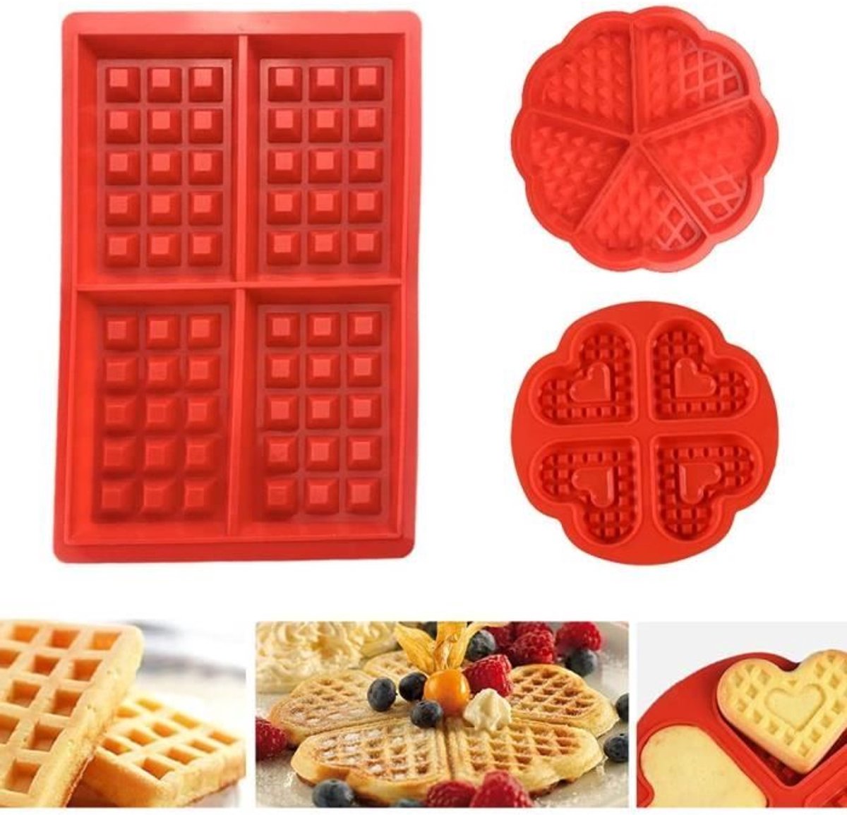 Wafelvormen - Niet gespecificeerd - 3-pack - Siliconen - Rood - Multifunctioneel