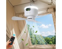 Rosnek Draagbare Campingventilator met LED Lamp - 8000mAh Oplaadbare Tent Ventilator - Compacte Plafondventilator met Afstandsbediening - Outdoor - RV