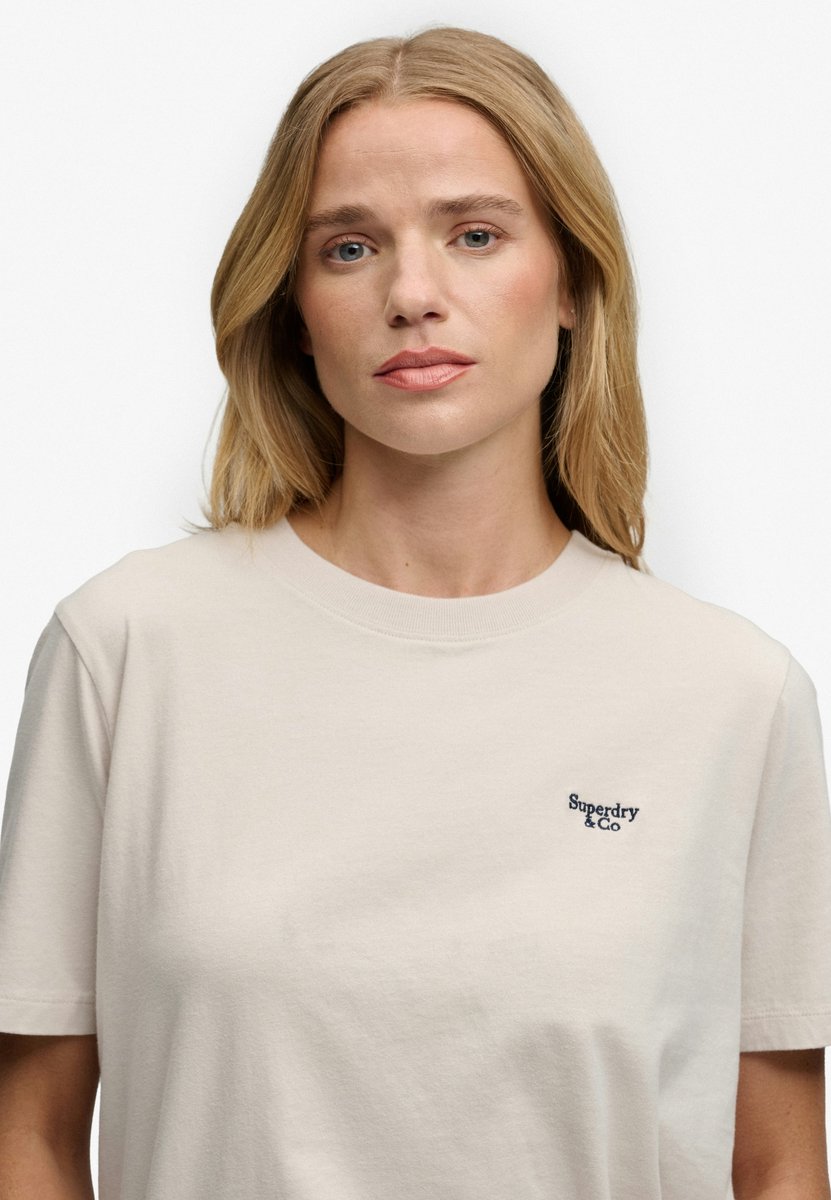 Superdry Signature Embroidered T-shirt Relaxed Pasvorm Dames T-shirts Grijs