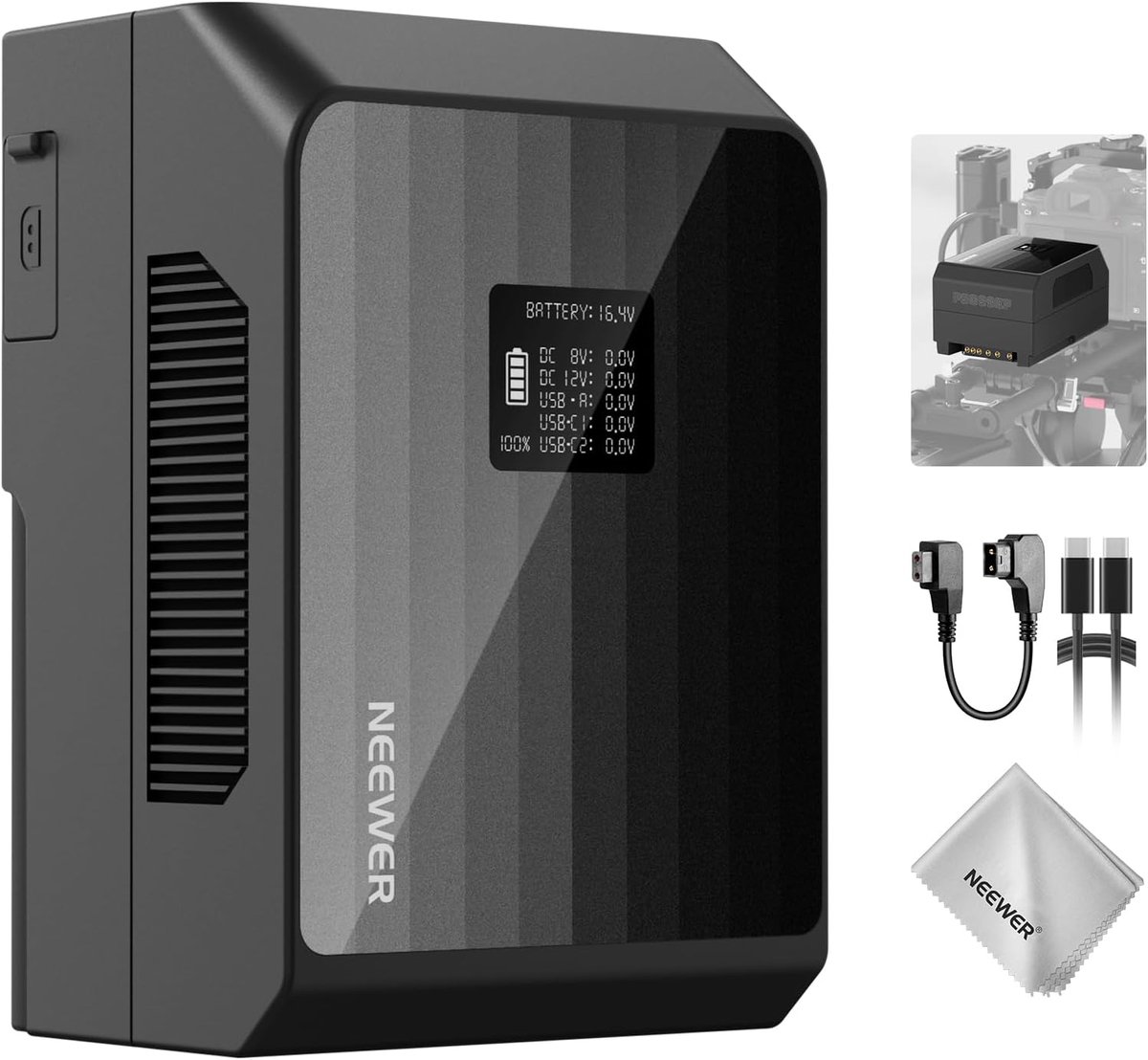 Mini V-Mount Accu - V Lock Batterij - Video Camera Voeding - Snel Opladen PD 100W