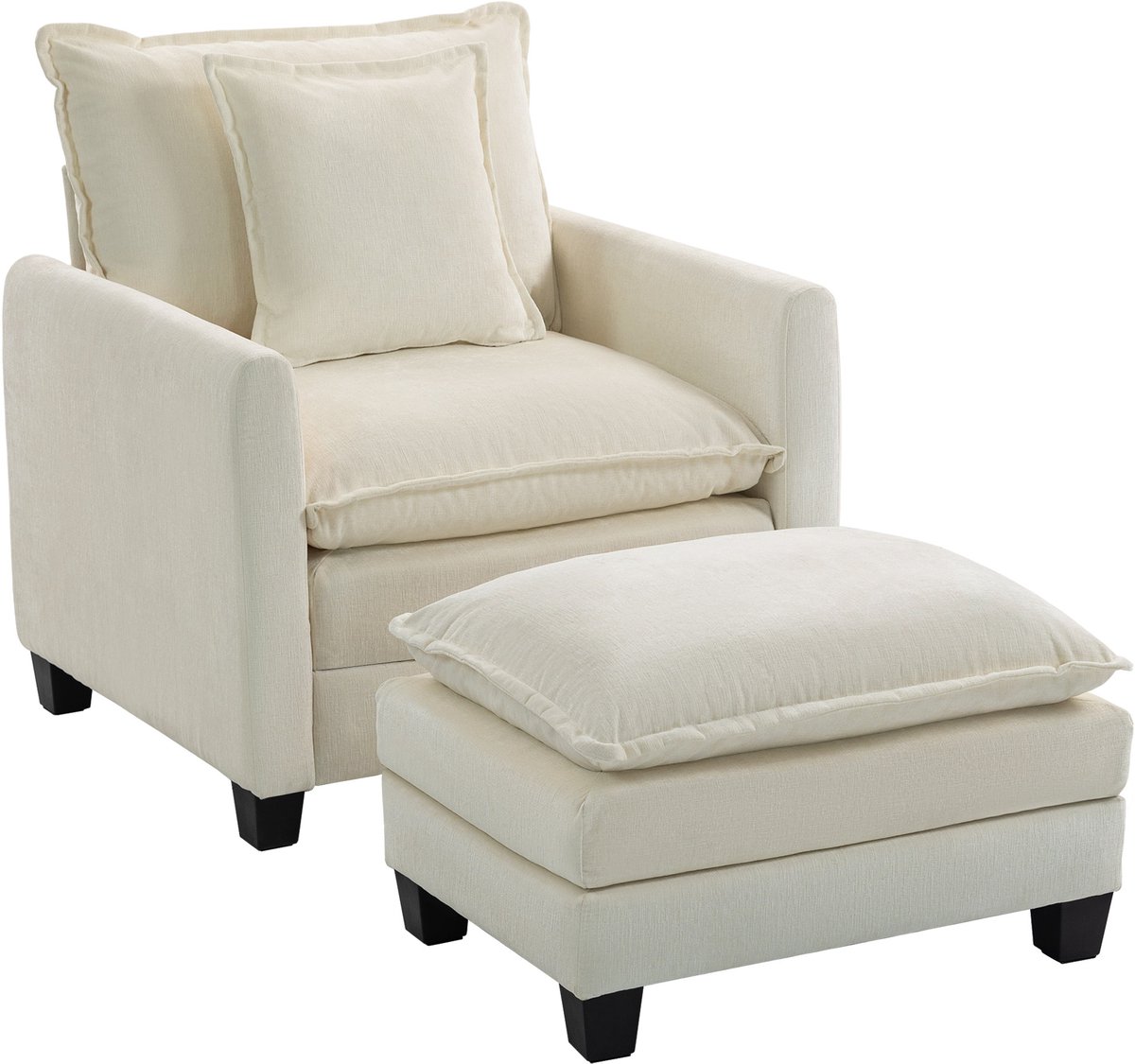 HOMCOM-Bankenset-Chenille (100% polyester)--Crème