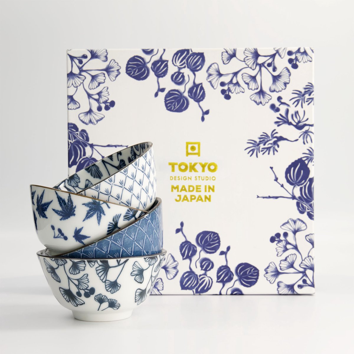 Tokyo Design Studio - Flora Japonica Rice Bowl Set 4pcs 12x6.3cm 300ml