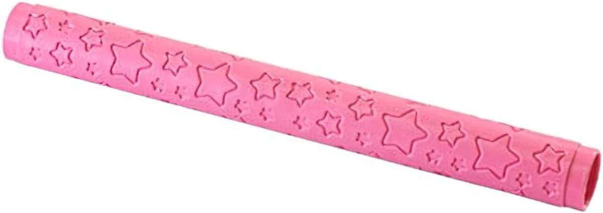 Decoratieve Deegroller - Bakvorm Accessoire - Koekjes Decoreren - Uniek Sterrenpatroon - Roze