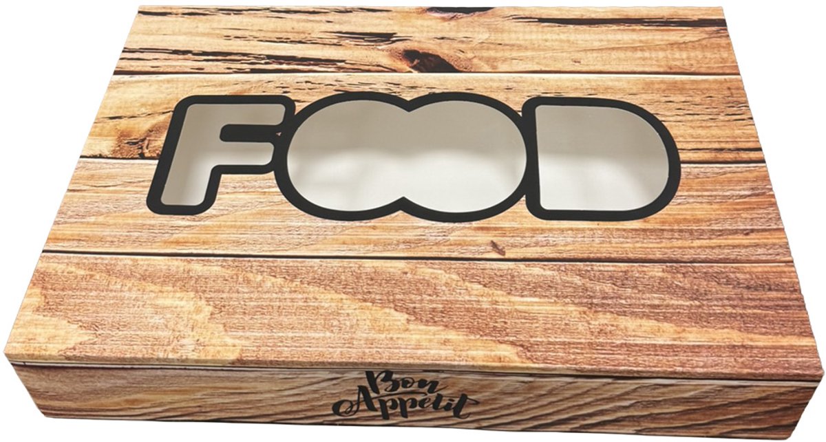Catering Doos met Venster 46x31,5x8,5 cm – Verpakking Broodjesplank – 10 Stuks