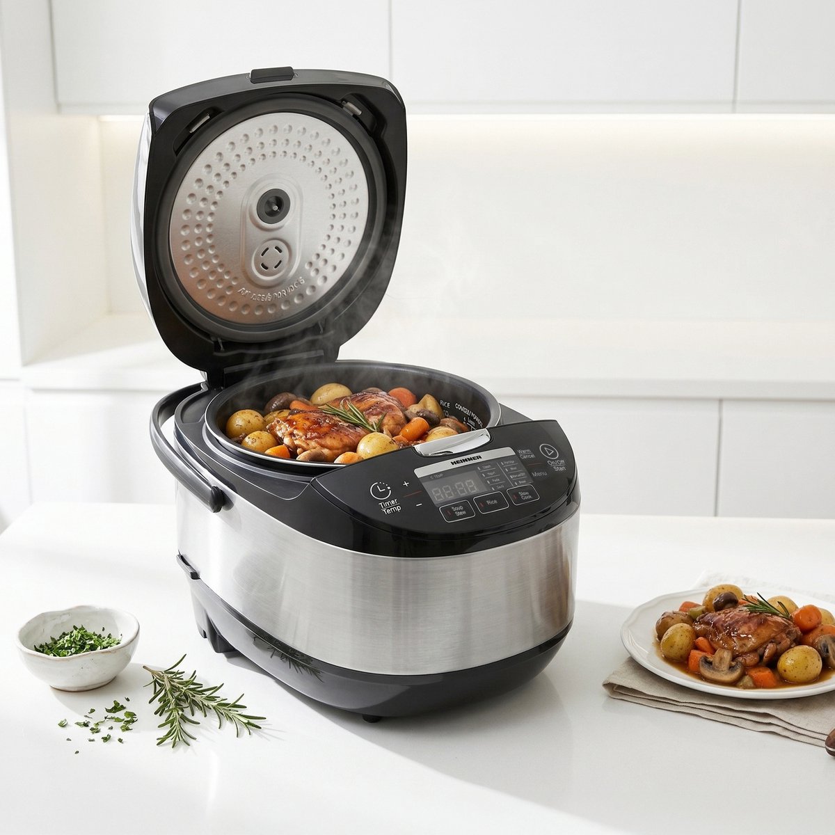 Heinner Multicooker 5 L – 770-918W – 11 Programma’s – 24 u Timer – Touchbediening met LED-display – Warmhoudfunctie – Zwart – foto 5