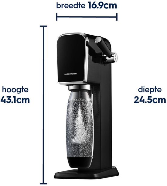 SODASTREAM SPIRIT MEGA PACK; 💧Maak van kraanwater bruisend water 💧handmatig bediening. 💧Geen stroom nodig 💧Incl. CO² - cilinder 💧3 herbruikbare flessen Van 69,99 nu voor 55 euro
