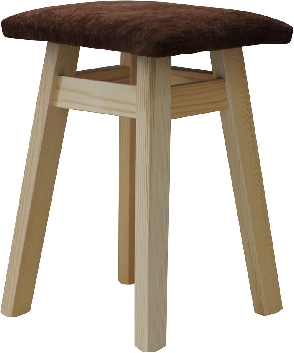 Houten Kruk - Voetenbankje - Extra Zitplaats - Massief Grenen - 45cm Hoog - Bruin