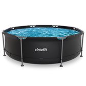 VirtuFit Rond Zwembad Ø244 x 76 cm - Opzetzwembad - Duurzaam & Veilig Stalen Frame - Antraciet