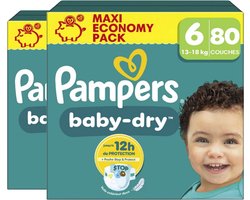 Pampers Baby-Dry luiers maat 6 - 160 stuks (2 x 80 luiers) - Voordeelverpakking - Unieke extra laag - Absorberende kern