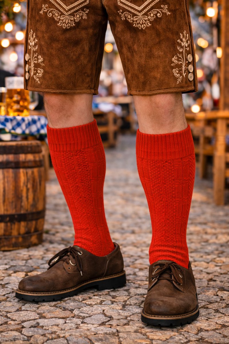 Benelux Wears / Tiroler Kousen Rood / sokken voor volwassenen- Klein Maat / 39-40 (EU)