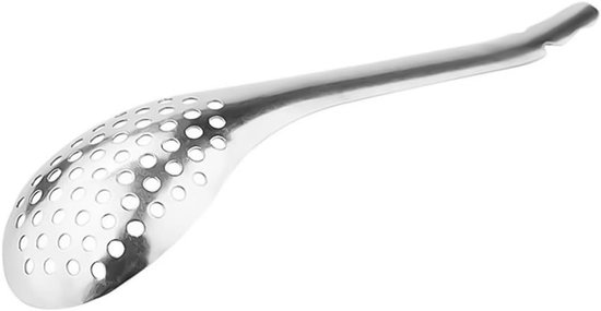 Kaviaar Lepel Set - Keuken Lepels - Eten Bereiden - Met Fijne Zeef - 17cm Lengte - Zilverkleurig — afbeelding 5