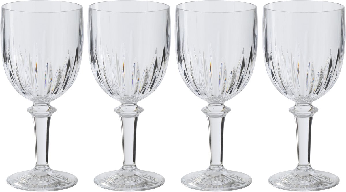 J-Line wijnglas Acryl - kunststof - transparant - doos van 4