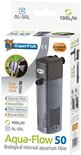 Aqua-Flow 50 aquariumfilter, 100 L/H, OL-50L. Zwart met grijze behuizing.