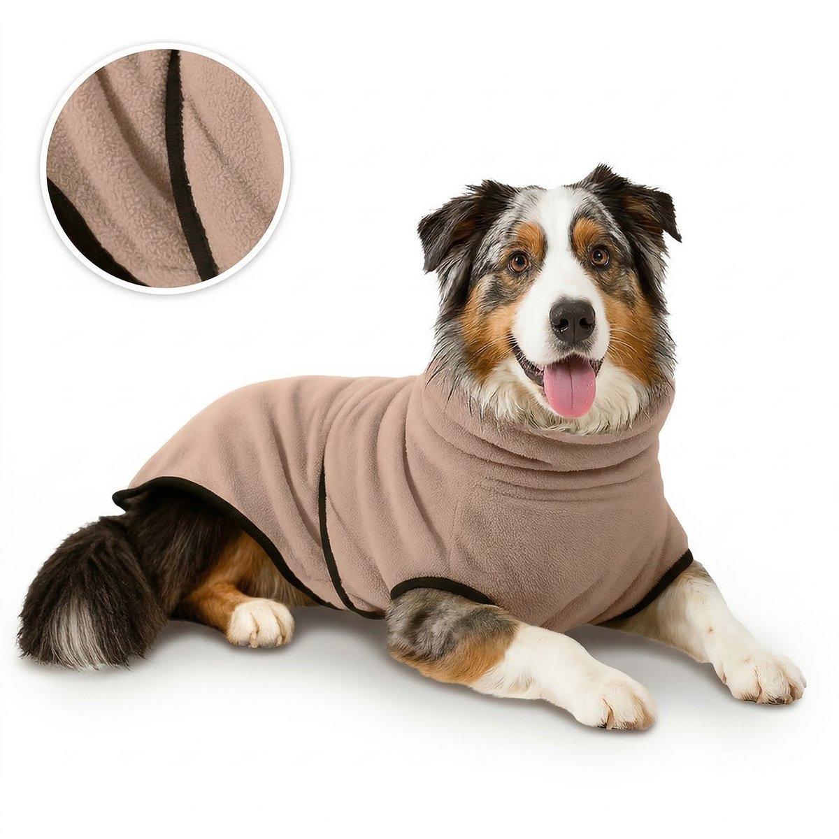 Hondenbadjas - Hondenhanddoek - Badjas voor Honden met Poten - PetVille - Hondenkleding - Handoek Hond - Almondine met Klittenbandsluiting - 83,5×72cm