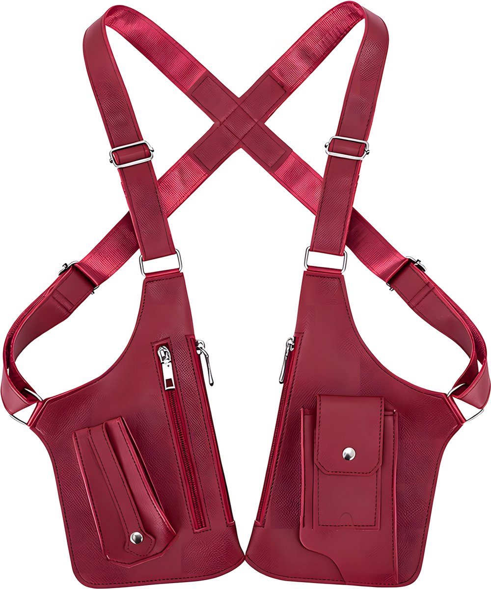 Kahil Schoudertas Heren Crossbody Anti-diefstal - Verborgen Rits - Verstelbare Band - Bourgondisch