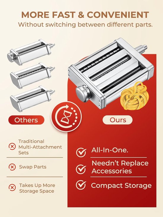 Pasta Machine - Pasta Maker - Pasta Tool - deeg tool set van Merkloos — afbeelding 5