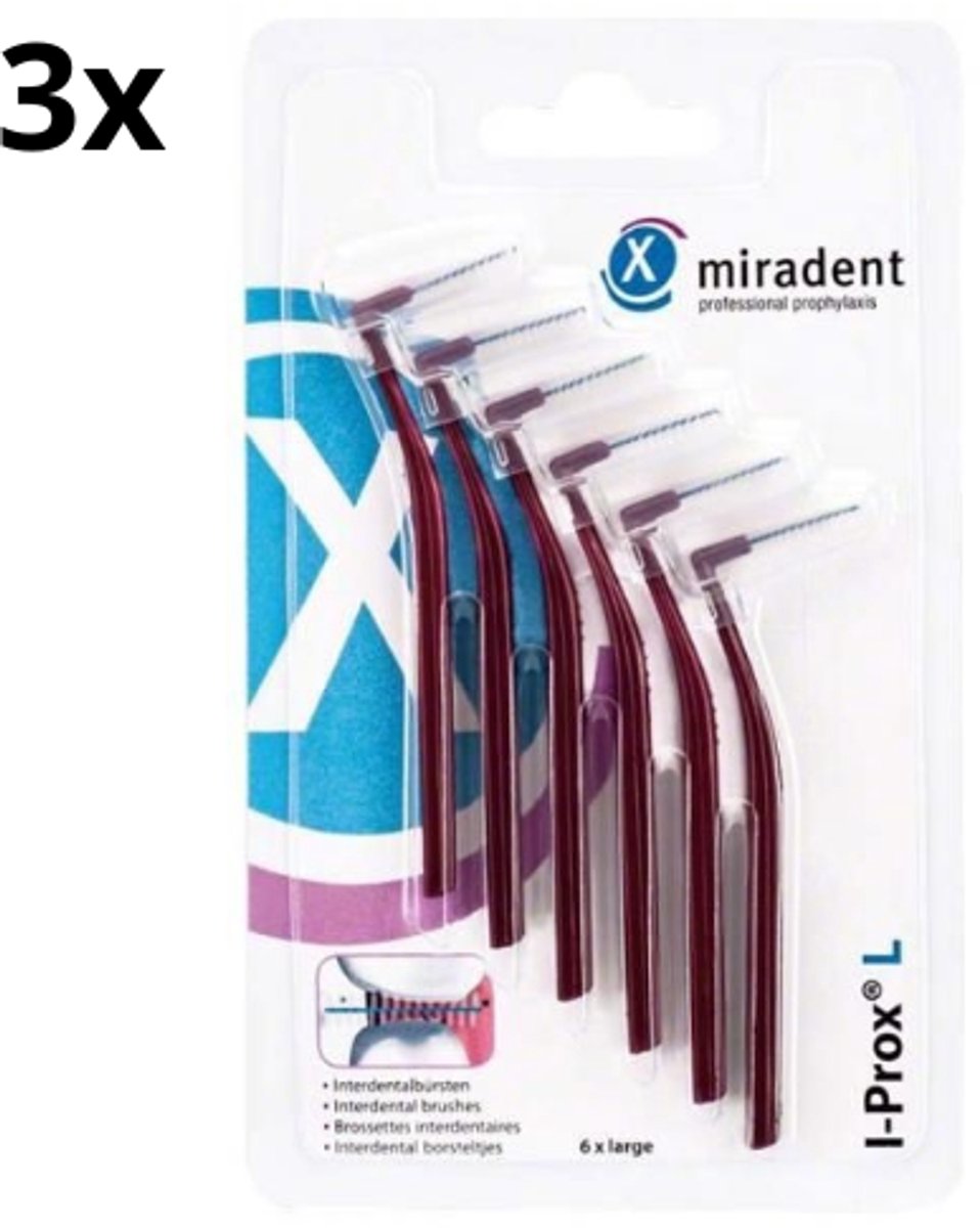 Miradent Interdentale Ragers I-Prox L 0,8 mm Bordeaux 3x 6 stuks