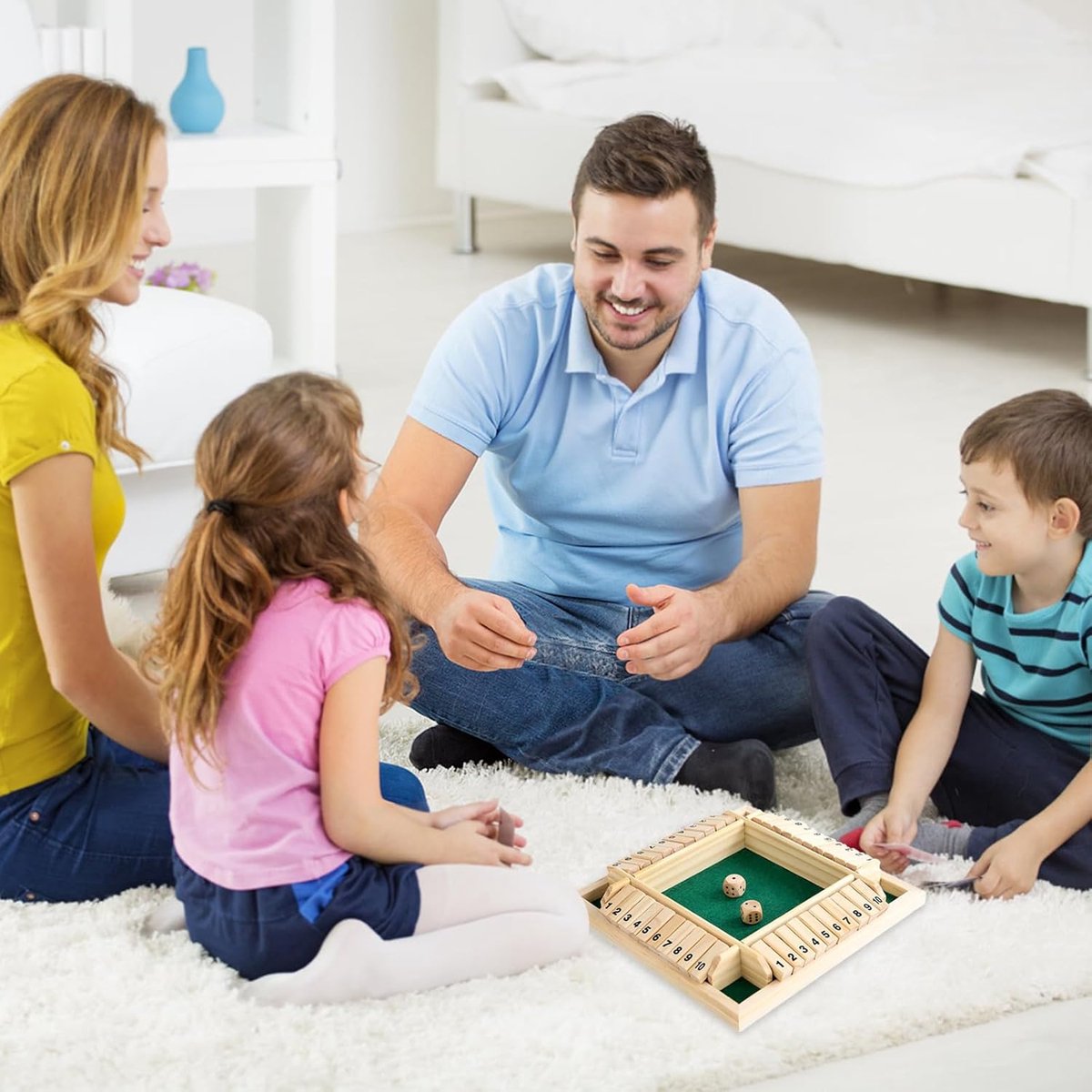Dobbelspel Hout - Klassiek Spel - Familie Avond - 4 Spelers - 22.5 x 22.5 cm - Groen