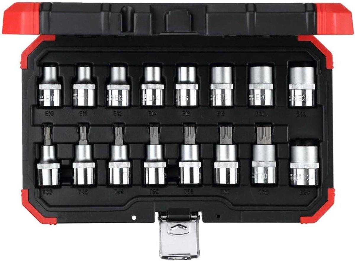 Dopsleutelset - TX Bits - Auto Reparatie - 16 Delig - 1/2 inch