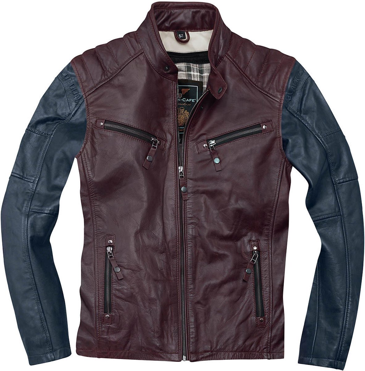 Black-Cafe London Firenze Rood Blauw Leren Motorjas - Jas
