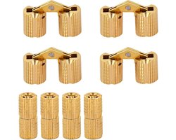 8 Pcs Mini Scharnieren 8mm Vouwscharnieren Klein voor Modelbouw en Ambachten - Perfect voor Dozen en DIY Projecten - Messing, Matte Verborgen Scharnier, Boorscharnier, 180 Graden