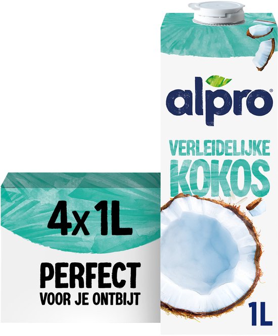 Alpro Kokosdrink Original – Plantaardige Melk - Lactosevrij– Houdbaar - 4 x 1L