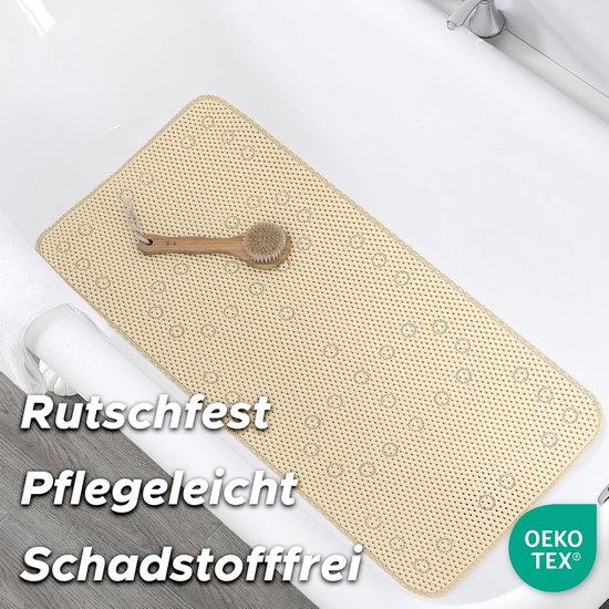 Badmat Antislip - Douchemat Vloermat - Veilig in Bad - Met Zuignappen - 43 x 91 cm - Taupe — afbeelding 3