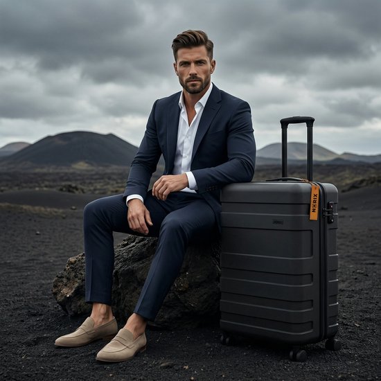 Handbagage koffer 55x40x20 - 43L - Spinner wielen - Lichtgewicht Trolley - TSA Slot - Norix Onyx Black