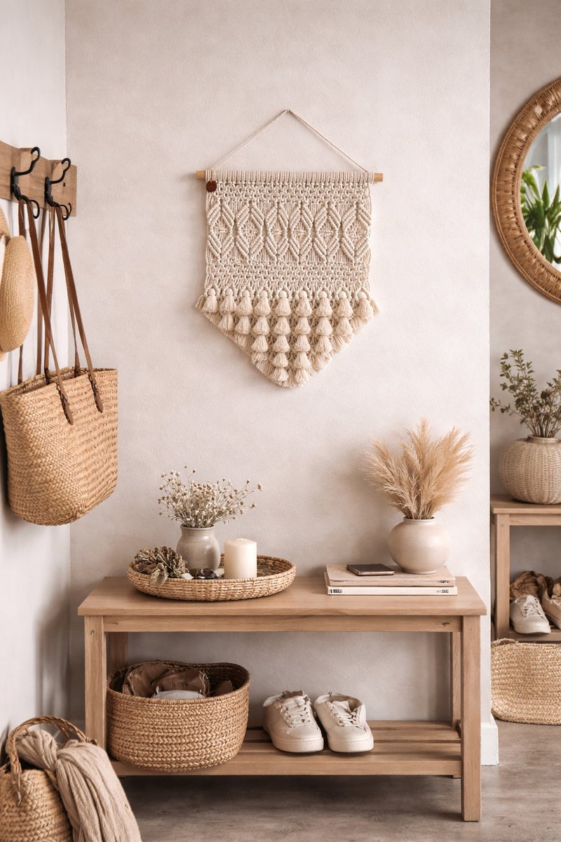 Macrame muur opknoping , home décor, wand decoratie - Wandkleed Hercai 057 ecru