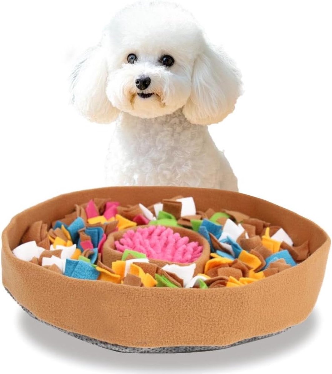 Snuffelmat Hond - Voermat Interactief - Langzamer Eten - Mentale Stimulatie - 38 x 5 cm - Bruin