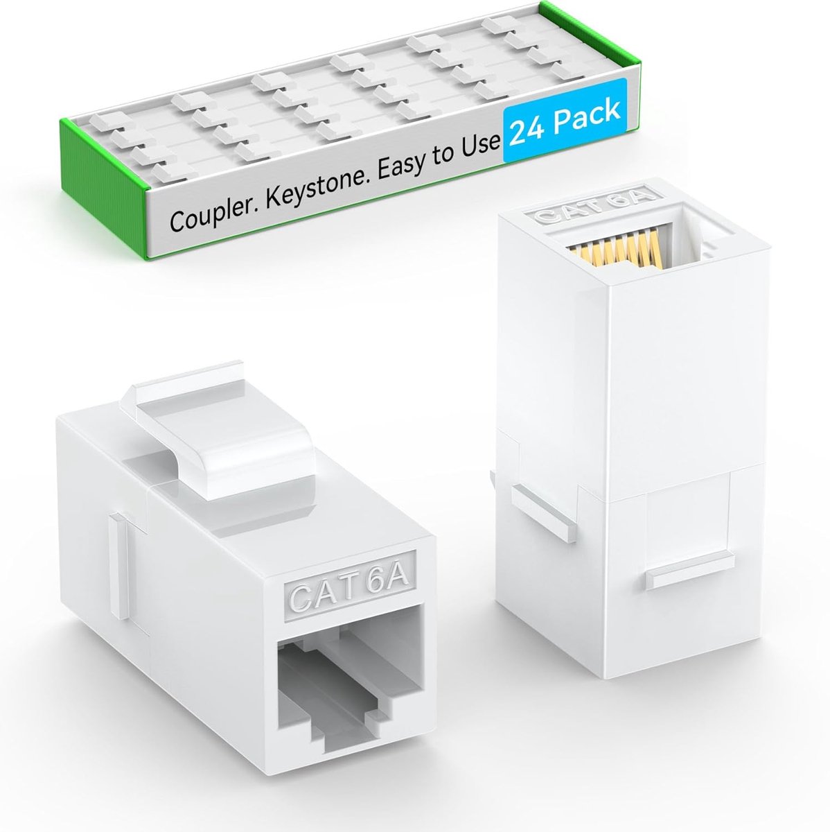 Keystone Koppeling - Ethernet Adapter - Netwerk Verlengen - Gereedschapsloos Aansluiten - 24 Stuks - Wit
