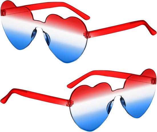 Bril Hart - Bril met Nederlandse Vlag - 4 Stuks - Hartjes bril - Koningsdag Bril - Zonnebril - Feestbril - Festival bril - Carnaval bril - Foute party bril- Unisex bril - Grappige bril - WK 2026 van Merkloos — afbeelding 2