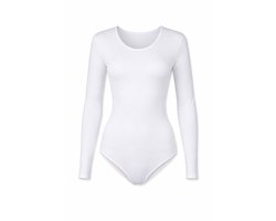 J&C Dames katoenen body met lange mouw Wit- maat XL